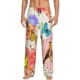 thumbnail image 2 of Picia Flowers And Birds Watercolor Mens Soft Woven Cotton Elastic Waistband Sleep Pajama Pant Lounge Sleep Pant With Pockets And Drawstring-Medium, 2 of 9