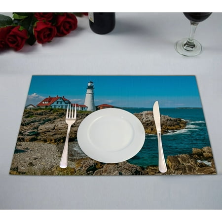 

YKCG Lighthouse Ocean Placemats Size 12x18 inches Set of 2