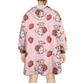 thumbnail image 2 of Wearable Oversized Blanket,Pink Cow Strawberry Pattern Wearable Blanket Hoodie for Adults,Cozy Hooded Blankets with Super Pockets,Super Warm Fuzzy Pullover for Women & Men, 2 of 6