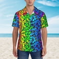 thumbnail image 5 of Uemuo Multicolored Butterflies Printed Regular Fit Short Sleeve Casual Hawaiian Shirt for Men,Aloha shirt,Tropical shirt,Floral print shirt,Vacation Beach shirt-X-Large, 5 of 9