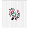 thumbnail image 3 of Ambesonne Turkey Shower Curtain, Thanksgiving Animal, 69"Wx75"L, Sea Green White, 3 of 3