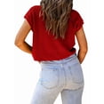 thumbnail image 4 of Women'S Summer Cropped Sweater Vest Trendy Cap Sleeve Crop Tops Crew Neck Loose Knit Tank Top Red L, 4 of 7