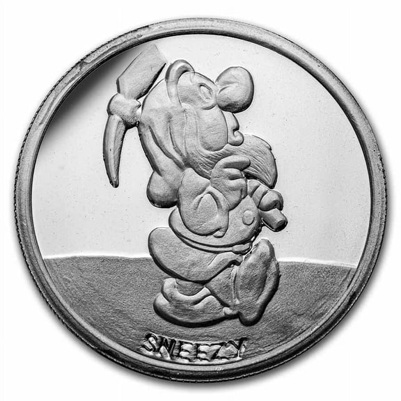 5 oz Silver - Disney's Snow White 50th Aniv (Sneezy, w/Box & COA)