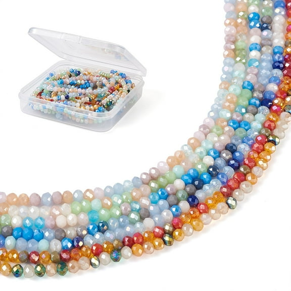 1Box Yilisi 7 Strand 7 Colors Glass Beads Strands AB Color Plated Faceted Rondelle Mixed Color 3.5x3mm Hole: 0.8mm 132pcs/strand 14.80''(37.6cm) 1strand/color