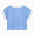 thumbnail image 6 of kpoplk Girl's Graphic Shirt Short Sleeve Loose Cute Summer T Shirt Trendy Aesthetic Baggy Tops(Blue,5-6 Y), 6 of 7
