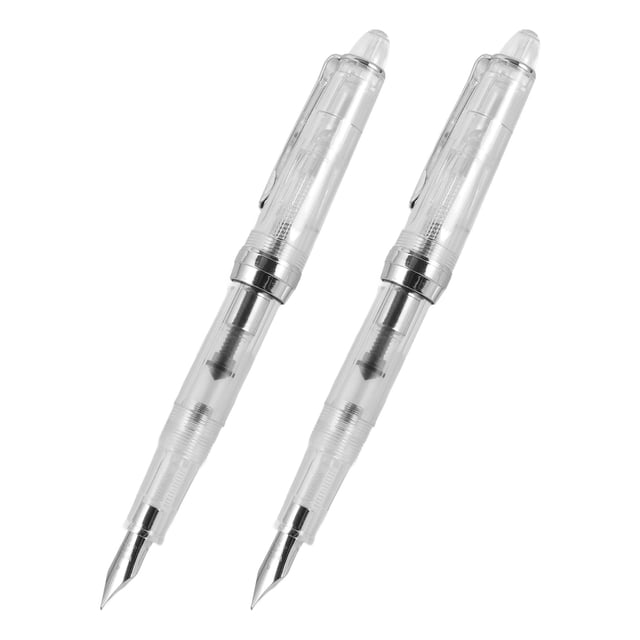 2Pcs Assorted Color Fountain Pen Portable Durable Writing Pen Smooth Ink Absorber for Office School