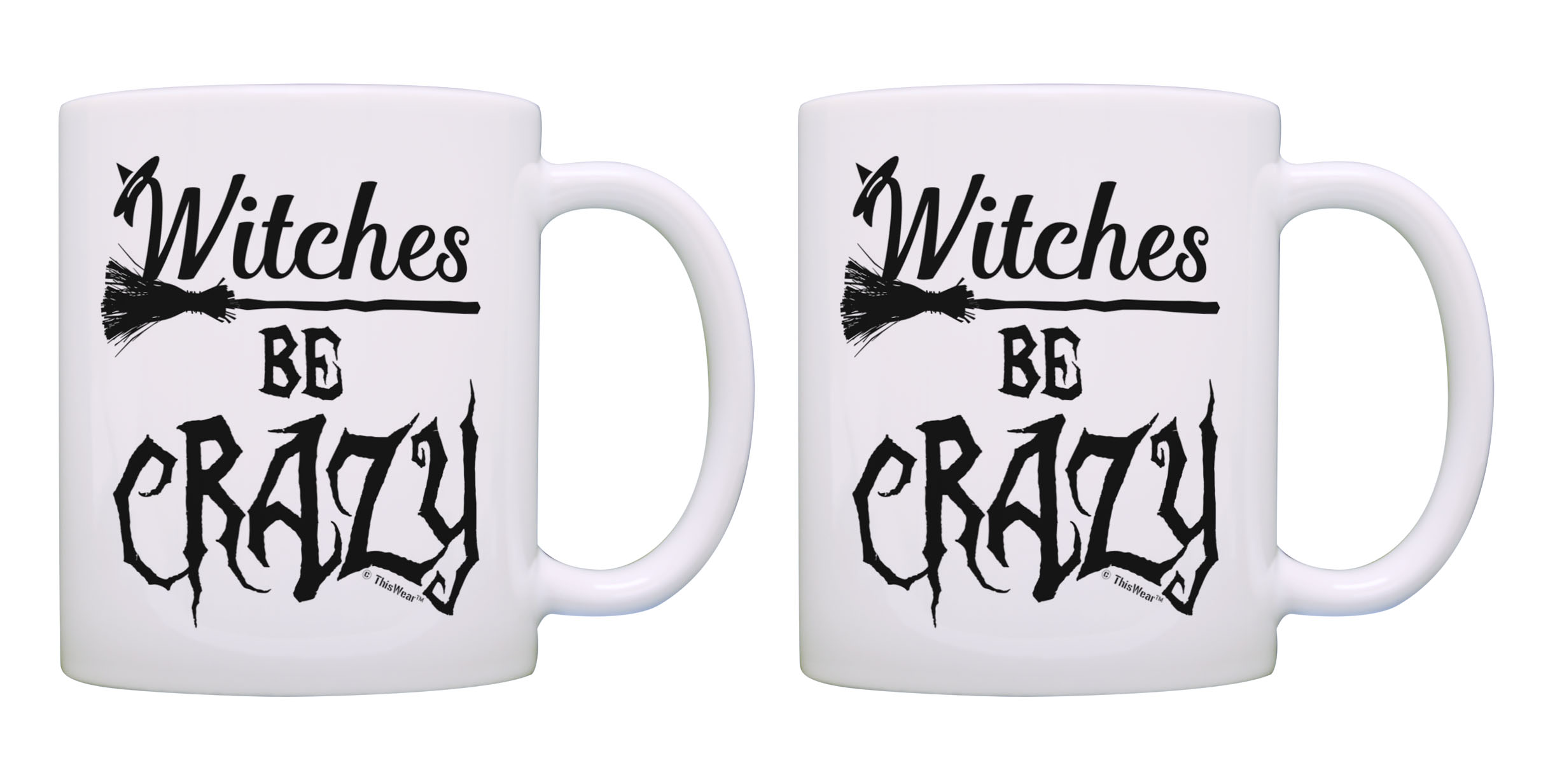 ThisWear Witch Gifts Witches Be Crazy Halloween Mug Set Pun Mug Set 11 ounce 2 Pack Coffee Mugs - image 1 of 4