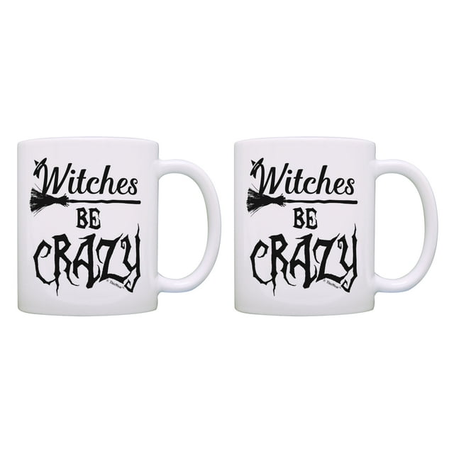 ThisWear Witch Gifts Witches Be Crazy Halloween Mug Set Pun Mug Set 11 ounce 2 Pack Coffee Mugs
