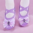 thumbnail image 2 of Miqool Kids 2-12 Satin Ballet Dance Shoes Rhinestone Bow Soft Sole Slip-On Elastic Strap Stage Shoes Flats for Performance Gymnastics Yoga, 2 of 9