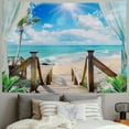 thumbnail image 2 of Creowell  Beach Decor Tapestry, Ocean Sea Tropical Island Palm Tree Scenic View From Balcony Summer Tropical Scenery Wall Hanging Nature Tapestry For Bedroom Living Room Dorm 40x30inch, 2 of 6