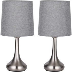 Simple Designs Sand Nickel Mini Basic Table Lamp with Fabric Shade 2 ...
