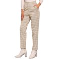 thumbnail image 4 of Pantalones de tartán de mujer Inspire Chic, elásticos, de cintura alta, rectos, largos, talla L, color caqui, 4 of 5
