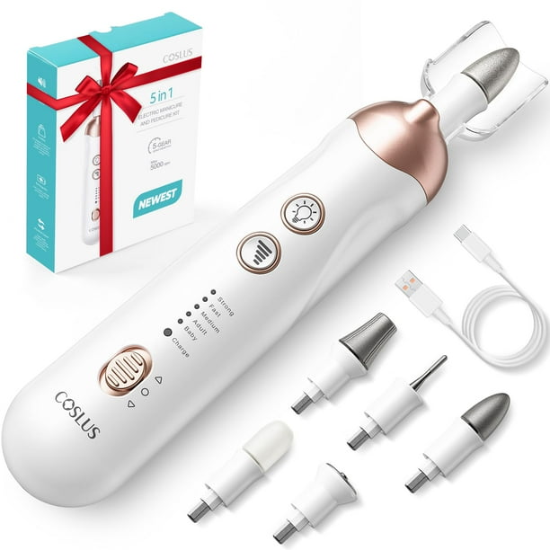 Kit de manicura y pedicura COSLUS, juego de limas eléctricas para uñas 5 en 1