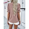 thumbnail image 2 of MORTTIC Women's Elegant Ruffle Detail Blouse Short Sleeve Round Neck Top for Summer, Perfect for Office, Casual Outings, and Elegant Daily Wear, 2 of 4
