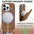 thumbnail image 5 of Dteck Wallet Case for iPhone 15 Plus Compatible with MagSafe Zipper Pocket Wallet PU Leather Flip Case with Credit Card Slots Holder Wireless Charging,Brown, 5 of 11