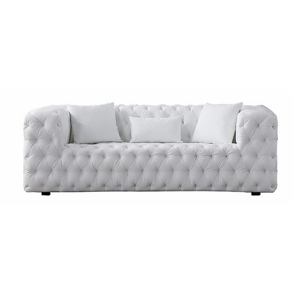 Pemberly Row Modern / Contemporary Tufted Faux leather Sofa in White