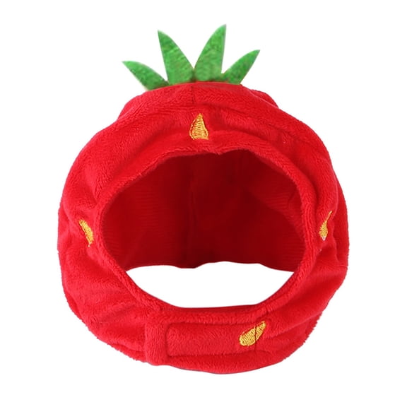 Barhoo Dog Hat Strawberry Costume Pet Cat Hat Cute Headgear Adjustable Hook Loop Soft Cotton Plush Party Costume Holiday Decor Photo Prop Funny Ear Cover Noise Protection Small Dogs Cats Puppy