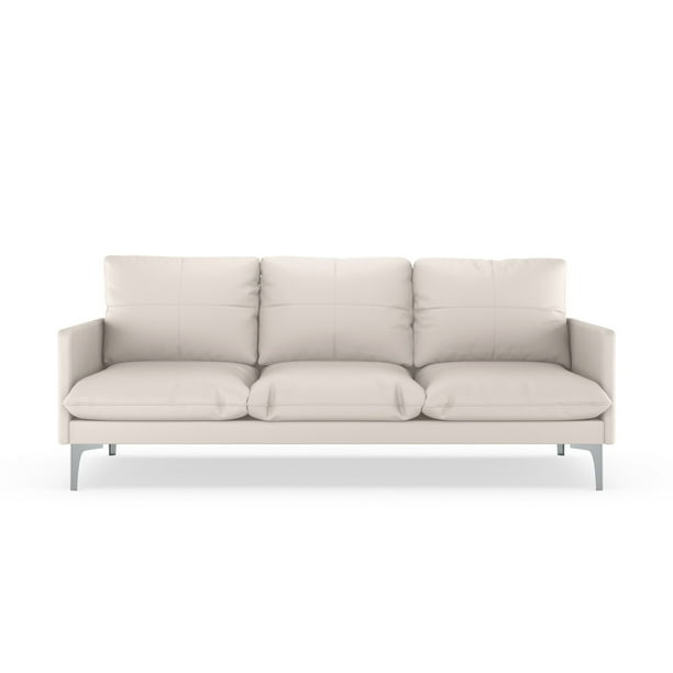 Kobe Sofa Vegan Leather Ivory Com Kobe Sofa Vegan Leather Ivory, Kobe Leather Sofa