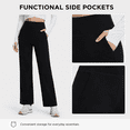 thumbnail image 3 of Feekit Women's Fleece Lined Wide Leg Yoga Pants, High Waisted Stretch Lounge Pants with 2 Deep Pockets, 3 of 8