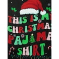 thumbnail image 6 of Christmas Family Pajamas Matching Set Letter Print Long Sleeve Tops and Elastic Plaid Pants Loungewear Soft Sleepwear, 6 of 10