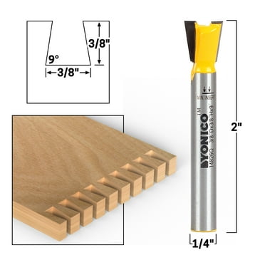 9° X 3/8" Dovetail Router Bit - 1/4" Shank - Yonico 14826q