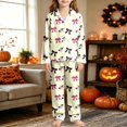 thumbnail image 6 of CONZONE Halloween Toddler Girls Pajamas Graphic Pjs Set Hallowmas Jammies Long Sleeve Button Down Shirts Pants 2 Piece Sleepwear Loungewear for Kids, 6 of 7
