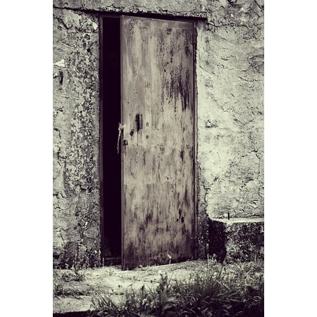 Old Black House Canvas Print Old Abandoned House Vintage Black and White Door Stretched Canvas 10 x 14 ()