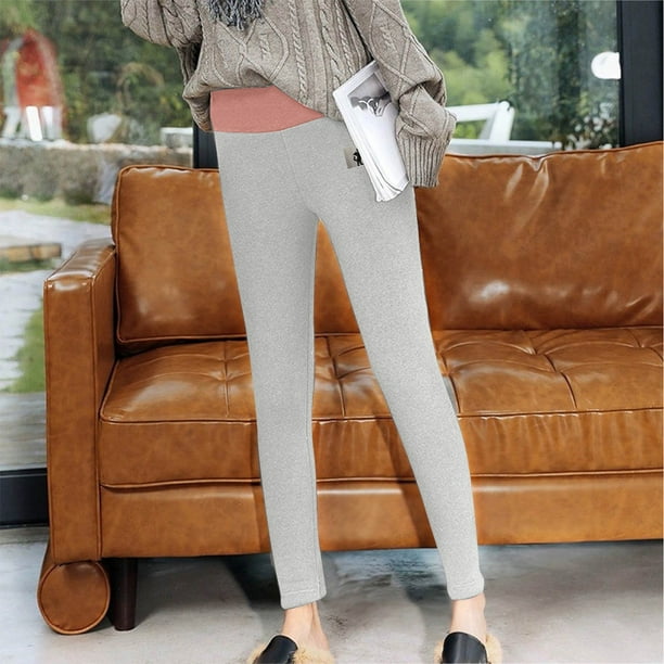 Long Pants For Women Women Print Warm Winter Tight Thick Velvet Wool  Cashmere Pants Trousers Leggings Gray L JE 