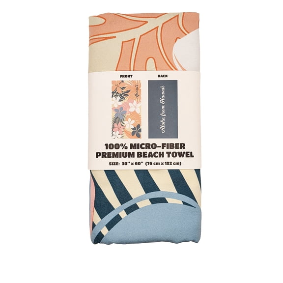 100% Microfiber Beach Towel with Hibiscus Pattern, Quick-Drying Fabric, and Anti-Microbial Protection