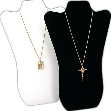 Easel Chain Necklace - 2 Tall Curved Necklace Easel Display Black & White 14
