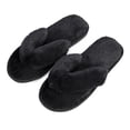 thumbnail image 3 of Women's Flip Flop Plush Slippers, Cozy Open Toe House Shoes for Indoor Outdoor, Furry Slides for Women, 9.5-10.5, Gray, 3 of 8