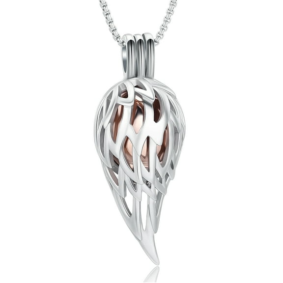 Hollow Feather Wing Urn Necklace for Ashes Cremation Jewelry for Women Men Memorial Ashes Keepsake Pendant