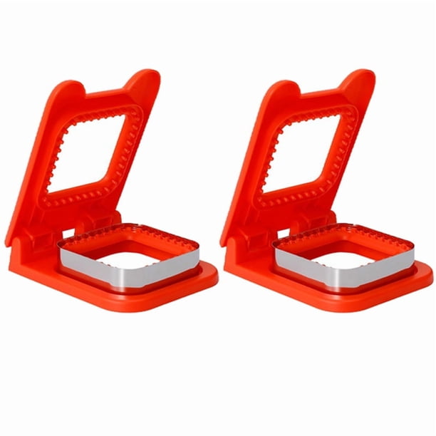 Cortador de Sándwich de Metal, Sellador, Cortador de Sándwich Cuadrado, Lonchera para Niños, Caja Bento Roja.