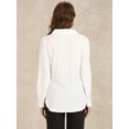 thumbnail image 3 of DARING DIVA Women's Side Slit Long Sleeve Button Down Tops XS White, 3 of 6