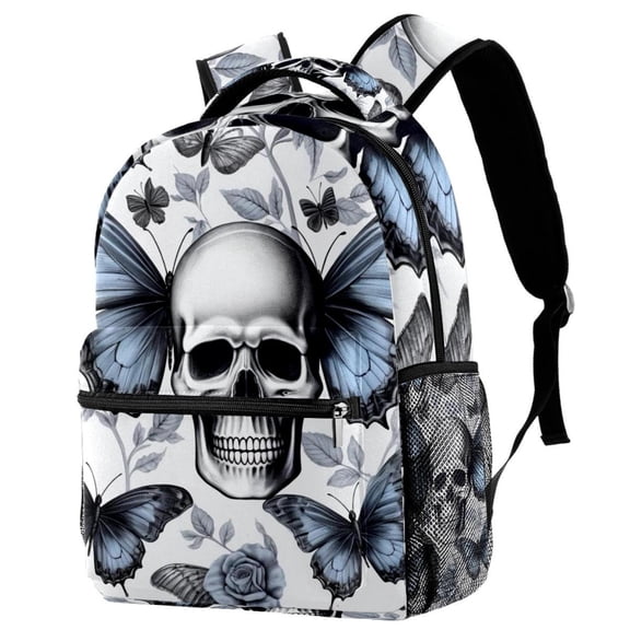Lightweight Backpack Skull Butterfly School Bag Travel Laptop Daypack for Men Women Casual Rucksack