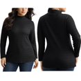 thumbnail image 4 of EFINNY Women's Long Sleeve Turtleneck Casual Tunic Solid Color T-shirt Bottom Blouse, 4 of 4