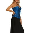 thumbnail image 4 of INSPIRE CHIC Women's Lace Up Corset Strapless Victorian Boned Bustier Corset Tops L Dark Blue, 4 of 5