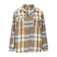 thumbnail image 4 of Fewfanhot Womens Fall Clothes Flannel Plaid Fall Outfits Long Sleeve Button Down Shirts Jacket Coats with Pockets, 4 of 6