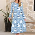 thumbnail image 5 of Women's Christmas Printed Fashionable Loose Round-Neck Dress for Casual Comfort and Holiday Festivities with Vintage Print,Sky Blue,2XL, 5 of 5