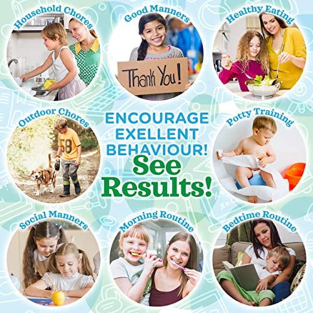 Learn & Climb Kids Behavior Reward Chart Magnetic Board with 63 Chores for Potty Training & Responsibility Tasks for Multiple Kids