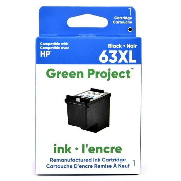Cartouche d'encre noire remise a à neuf HP63 XL Green Project<br> (H-63XLBK) Noir