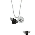thumbnail image 2 of Delight Jewelry Black Flying Pig with Wings Silvertone Script Initial Disc - D - Charm Necklace, 20"+3", 2 of 4
