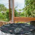 thumbnail image 2 of Ambesonne Boho Forest Fitted Round Tablecloth, Exotic Leaf Pattern, 56"- 60" Diameter, Charcoal Grey and Plum, 2 of 5