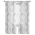 thumbnail image 3 of Black Gray Sheer Curtains 84 Inches Long 2 Panels Set, Window Sheer Curtains for Living Room/Bedroom, Pastoral Botanical Branch Aesthetics Light Filtering Rod Pocket Curtain 52'' x 84'' x 2, 3 of 7