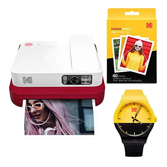 KODAK Smile Classic Digital Instant Camera with Bluetooth (Red) Watch Bundle