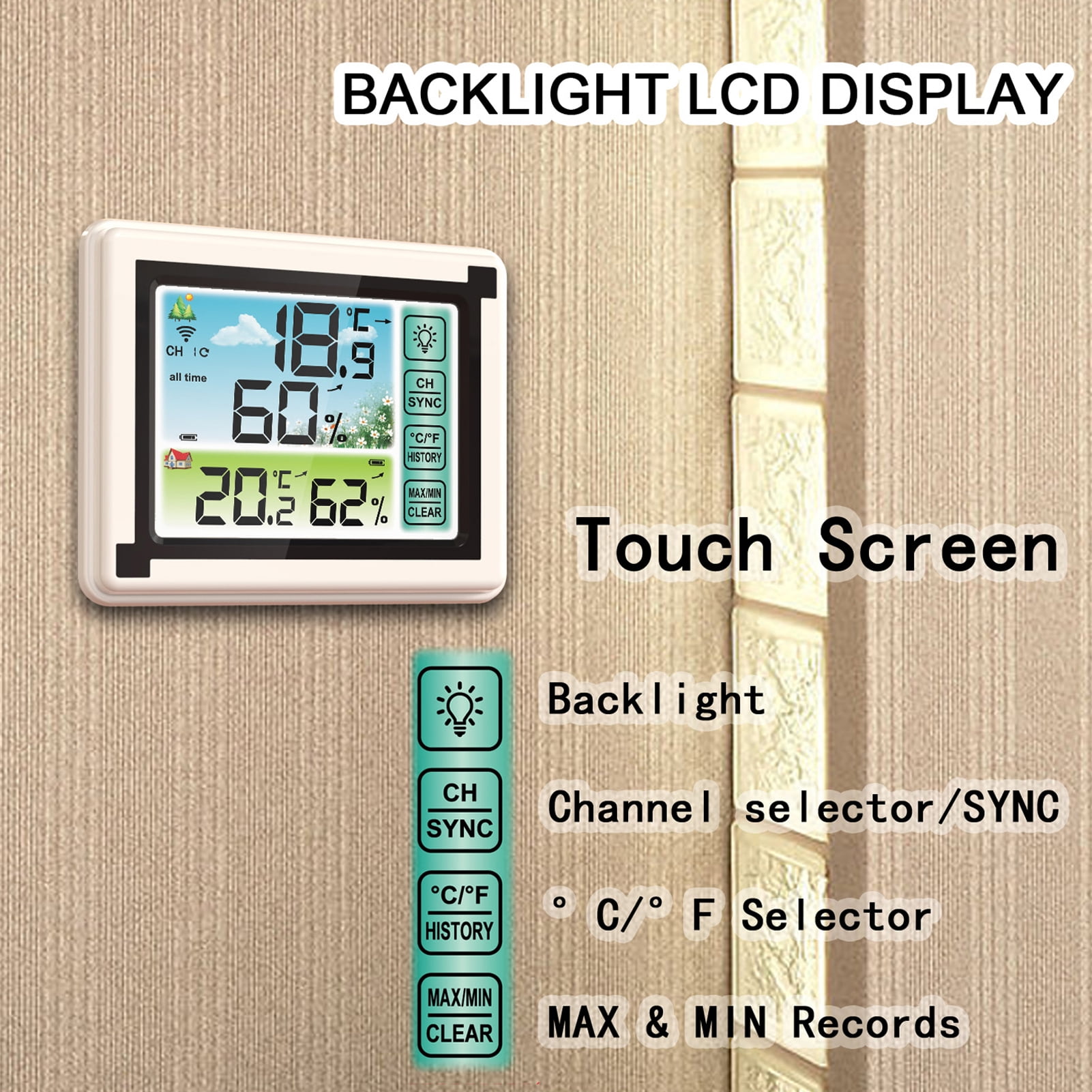 Thermohygrometer,Indoor Temperature And Office Baby Room Weather Station Indoor And With Thermometer Temperature With Lcd Min/max Room Clock With Dsfen Xibany