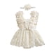 thumbnail image 1 of Conjunto de verano para bebé niña, pelele de malla con bordado floral y diadema con lazo, 2 piezas., 1 of 9