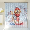 thumbnail image 3 of Hello Winter Golden Retriever Smiling in Red Scarf Hat Welcome Christmas Shower Curtain Goldens Dog Lover Gifts Idea Waterproof Bathroom Bathtub Curtain - 00017, 3 of 5
