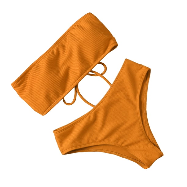 Toystoory Traje de baño dividido para mujer, traje de baño acolchado de poliéster para verano, traje de baño para vacaciones, traje de playa sencillo a Traje de baño Marrón L Toystoory OD021066-15