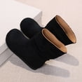 thumbnail image 3 of GobdXE Girls Mid Calf Boots Solid Faux Suede Ruched Shaft Flat Fall Winter Casual Shoes Black,7-8 Years, 3 of 8